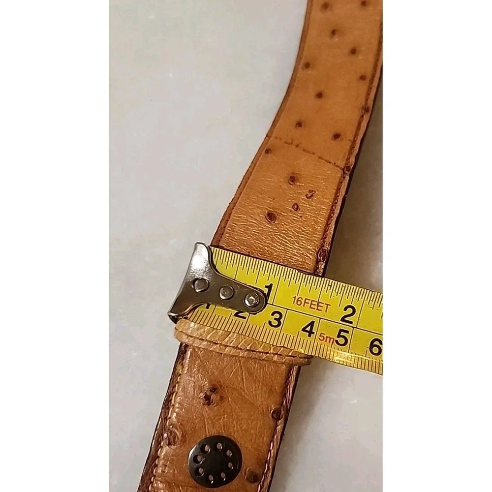 50-inch /1.5 in Genuine Ostrich Leather Belt Strap Tan Full‎ Quill New/Old Stock